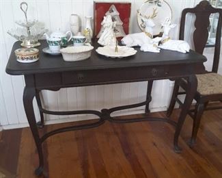 Antique side/serving table in dining room
