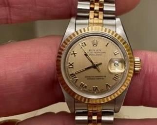 ROLEX WATCH gold with roman numerals