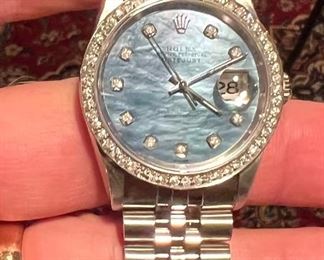 Diamond Rolex blue mother of pearl diamond face