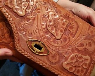 Leather Tooled Western Style Bag...It reverses...