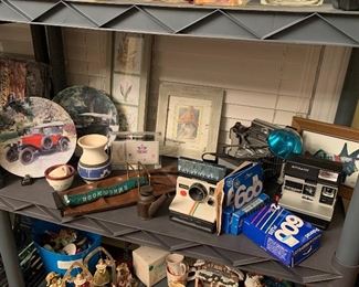 Vintage cameras, Polaroid, mid century napkin holder/note holder