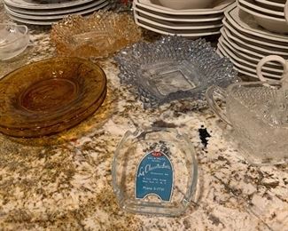 Vintage Bugatti ashtray, glassware 