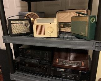 German radio, Mitchell bedside radio, Kenwood receiver, Sony 