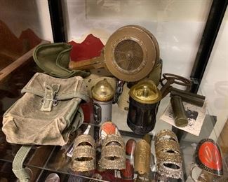 Military items, Japanese air raid siren, Bicycle badges