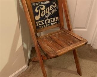 1920’s Page’s ice cream double sided advertising folding chair