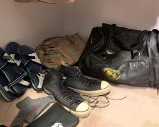 Vintage converse shoes, antique automobile club of America luggage 