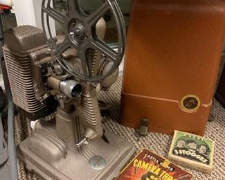 Vintage projector, Three Stooges and war films 