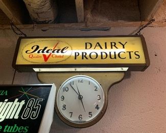 1940’s Ideal Dairy sign / clock