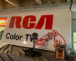 RCA color TV sign, 1940’s microphones 