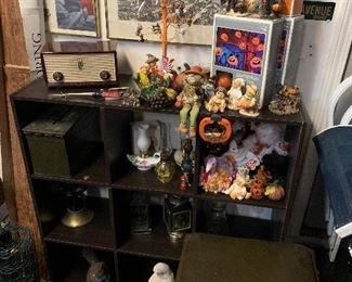 Halloween decorations, sewing stool