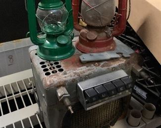 1950’s Buick radio, oil lanterns