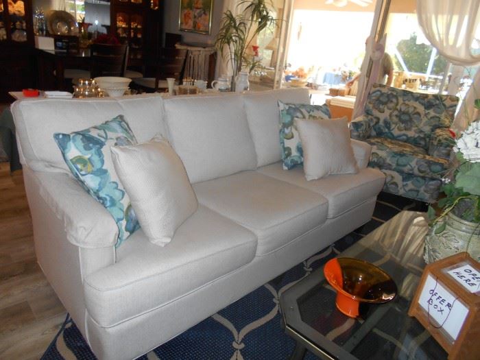 Linen colored sofas with lose cushions - we have 2 of these