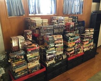Hundreds of VHS, DVDs , CDs & vinyl. 