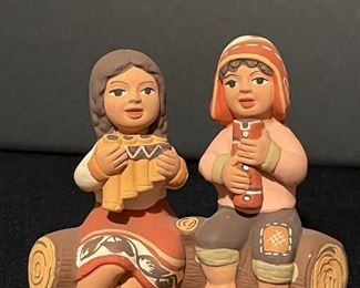 Hand painted terra cotta figurine Peru