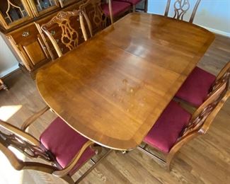 Stanley Fruitwood dining table, 6 side & 2 arm chairs