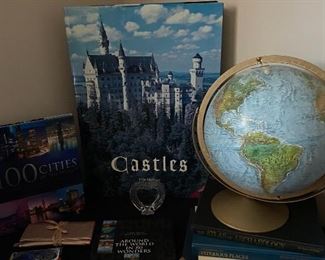 Books and globe
