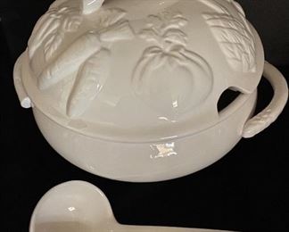 Soup tureen with ladel
