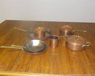 7pc Set of Vintage Copper Stainless Steel Cookware