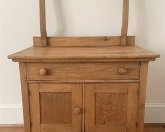 Antique Oak Washstand with Towel Bar