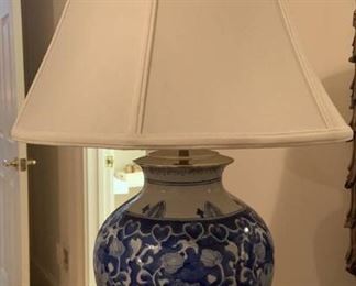 Beautiful Blue and White Porcelain Ginger Jar Table Lamp