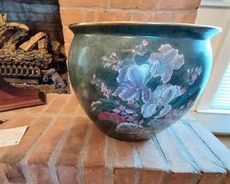 Colorful Vintage Asian Koi Fishbowl Planter