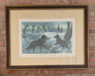 Framed Wild Duck Hunting 1880 Reproduction by Basil Bradley