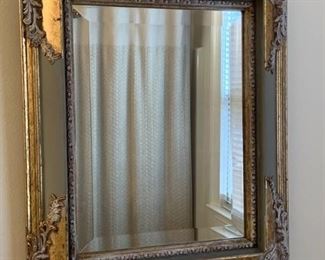 Gold and Sage Green Beveled Wall Mirror