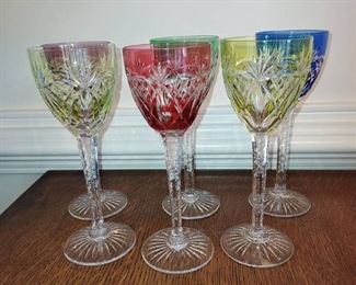 Set of 6 Colored Bohemian Wine Goblets