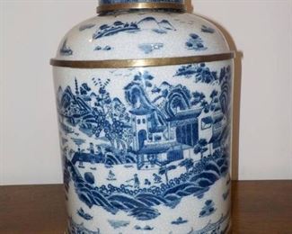 Spectacular Blue and White Tea Canister by Tozai Home