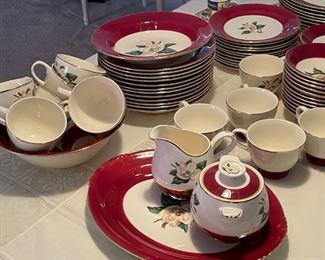 Lifetime China Semi Vitreou Burgundy Set