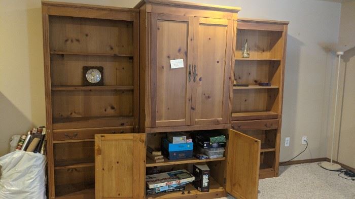 $100 - Three piece Pine entertainment center