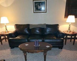 Leather sofa-$350.00-Coffe table & end tables-$175.00