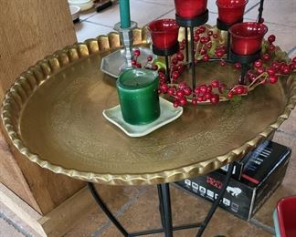 Brass tray & stand-$150.00