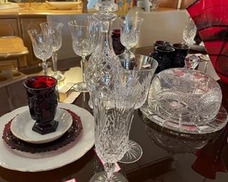 WEDGEWOOD CRYSTAL GOBLETS/CAKE PLATE