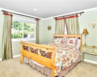 Queen bed mattress and side table