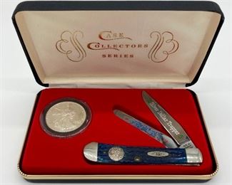 Case XX Silver Dollar Trapper Knife and Coin Set with American .999 Silver Eagle