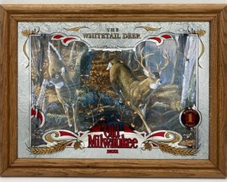 Vintage Old Milwaukee Beer “The Whitetail Deer” Bar Mirror
