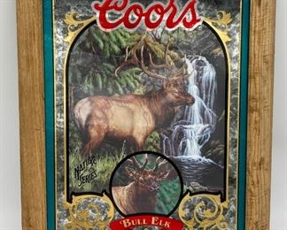 Vintage Coors Beer Bull Elk Bar Mirror