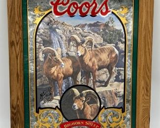 Vintage Coors Beer Bighorn Sheep Bar Mirror
