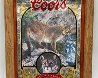 Vintage Coors Beer Mountain Lion Bar Mirror