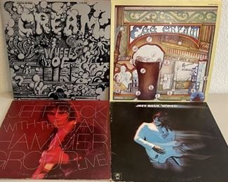 (4) Vintage Albums Cream Wheels Of Fire, Egg Cream, Jeff Beck Live, And Jeff Beck Wired