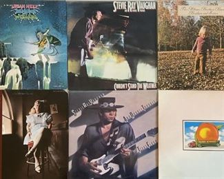 (6) Assorted Vintage Albums - (2) Alman Brothers, (2) Stevie Ray Vaughan, Uriah Heep, And Southwind