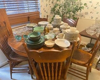 Antique oak table with chairs