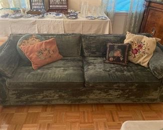 Pair of vintage velour sofas