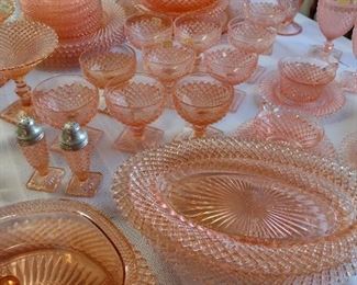 Pink Miss America pattern dishes