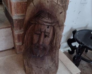 Carved wooden statue