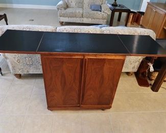 $450.00 - Gorgeous MCM Walnut Bar - Sides extended 64" W /  Sides down 32" W x 34" H x 18" D