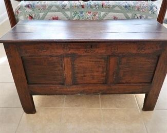 $325.00 - Amazing Antique -1600s Blanket Box/Chest  with so much detail - Dimensions: 46" W x 27" H x 18" D
