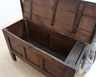 $325.00 - Amazing Antique -1600s Blanket Box/Chest  with so much detail - Dimensions: 46" W x 27" H x 18" D