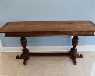 SOLD - $250.00 - Antique Library Table/Entry Table - Dimensions - 66" L x 20" D x 30" H